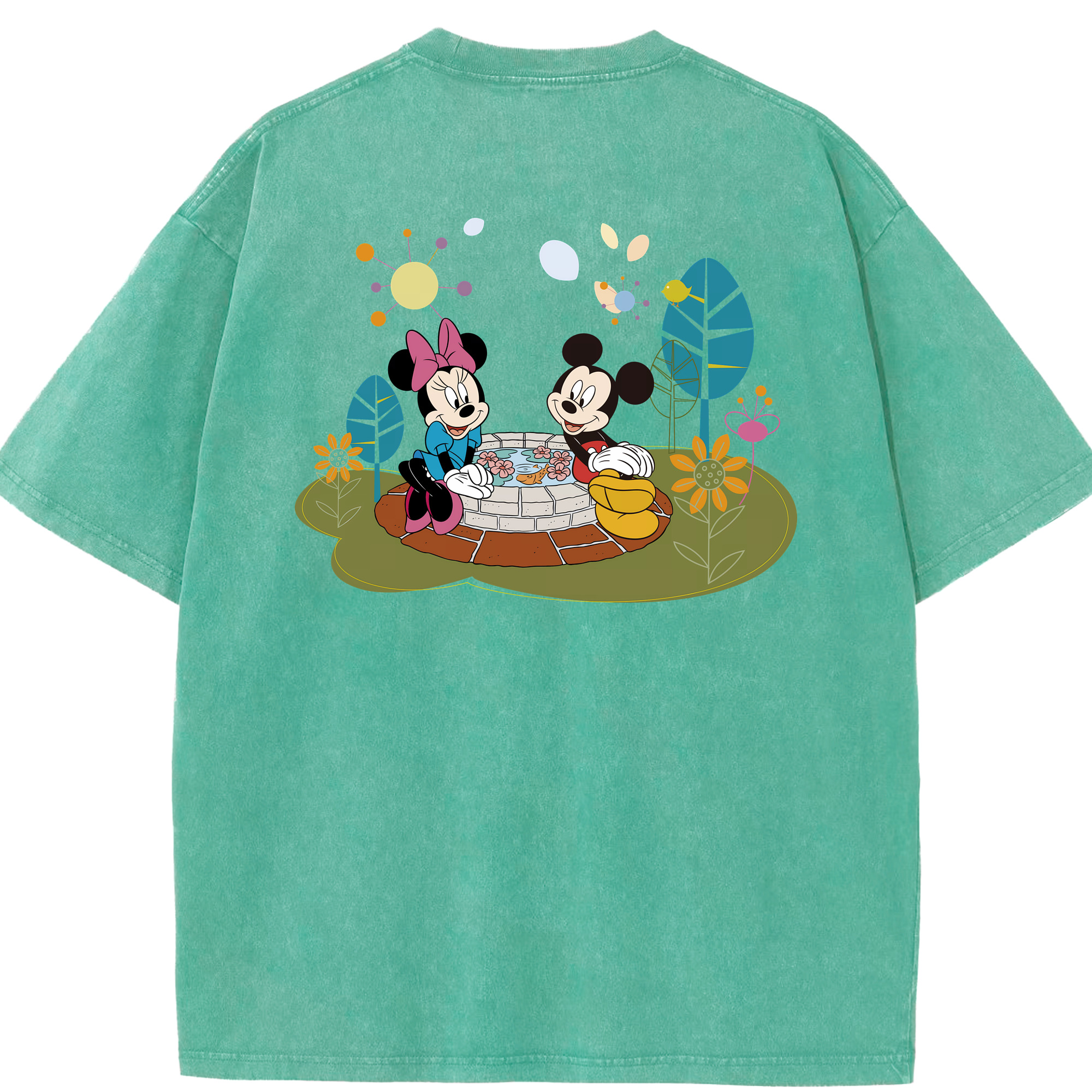 （画像用） ミッキーマウス Mickey Mouse 綿100% ヴィンテージ風 半袖Tシャツ（背面プリント）